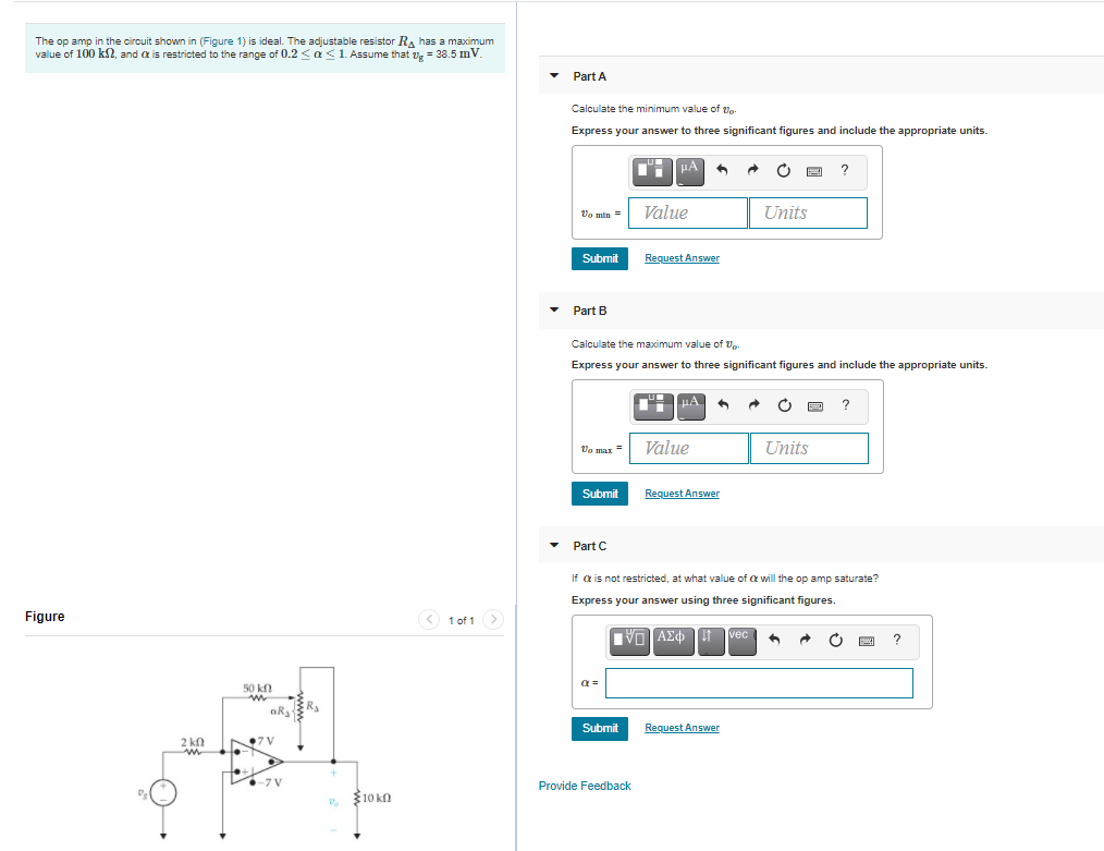 Solved The op amp in the circuit shown in (Figure 1) is | Chegg.com
