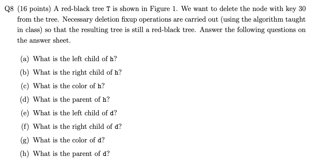 Solved Q8 (16 points) A red-black tree T is shown in Figure | Chegg.com