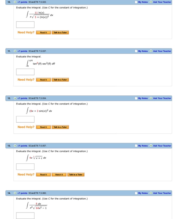 solved-evaluate-the-integral-use-c-for-the-constant-of-chegg