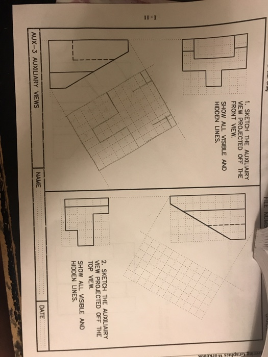 Solved 1. SKETCH THE AUXILIAIRY MEW PROJECTED OFF THE FRONT | Chegg.com