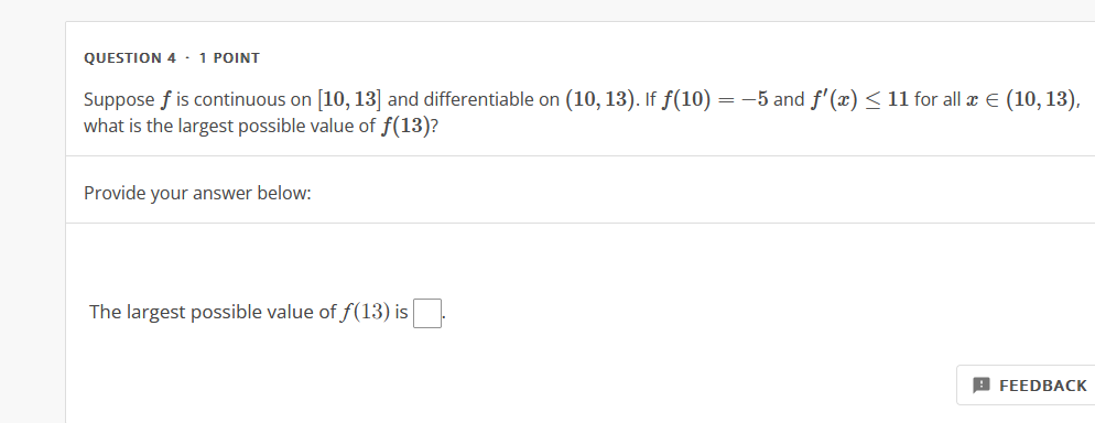 Solved QUESTION 4 - 1 POINT Suppose F Is Continuous On | Chegg.com