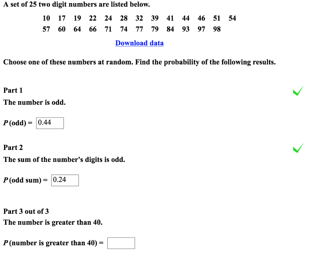 Solved A set of 25 two digit numbers are listed below. 10