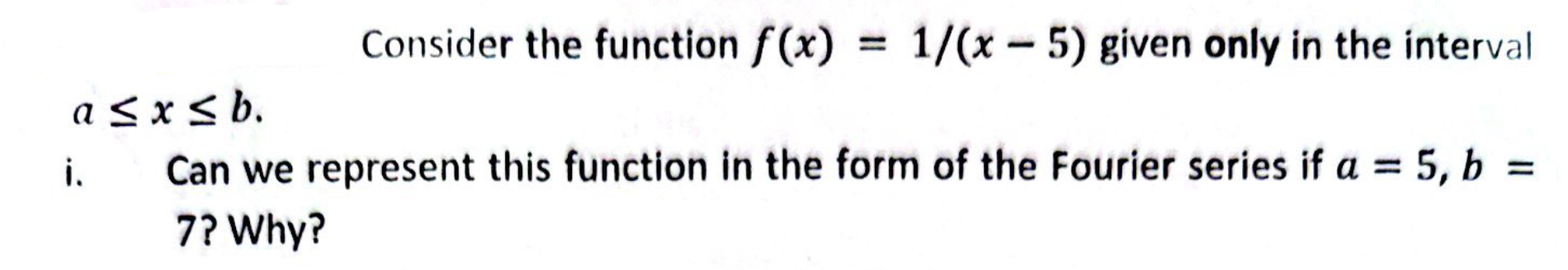 Solved Consider the function f(x)=1/(x−5) given only in the | Chegg.com