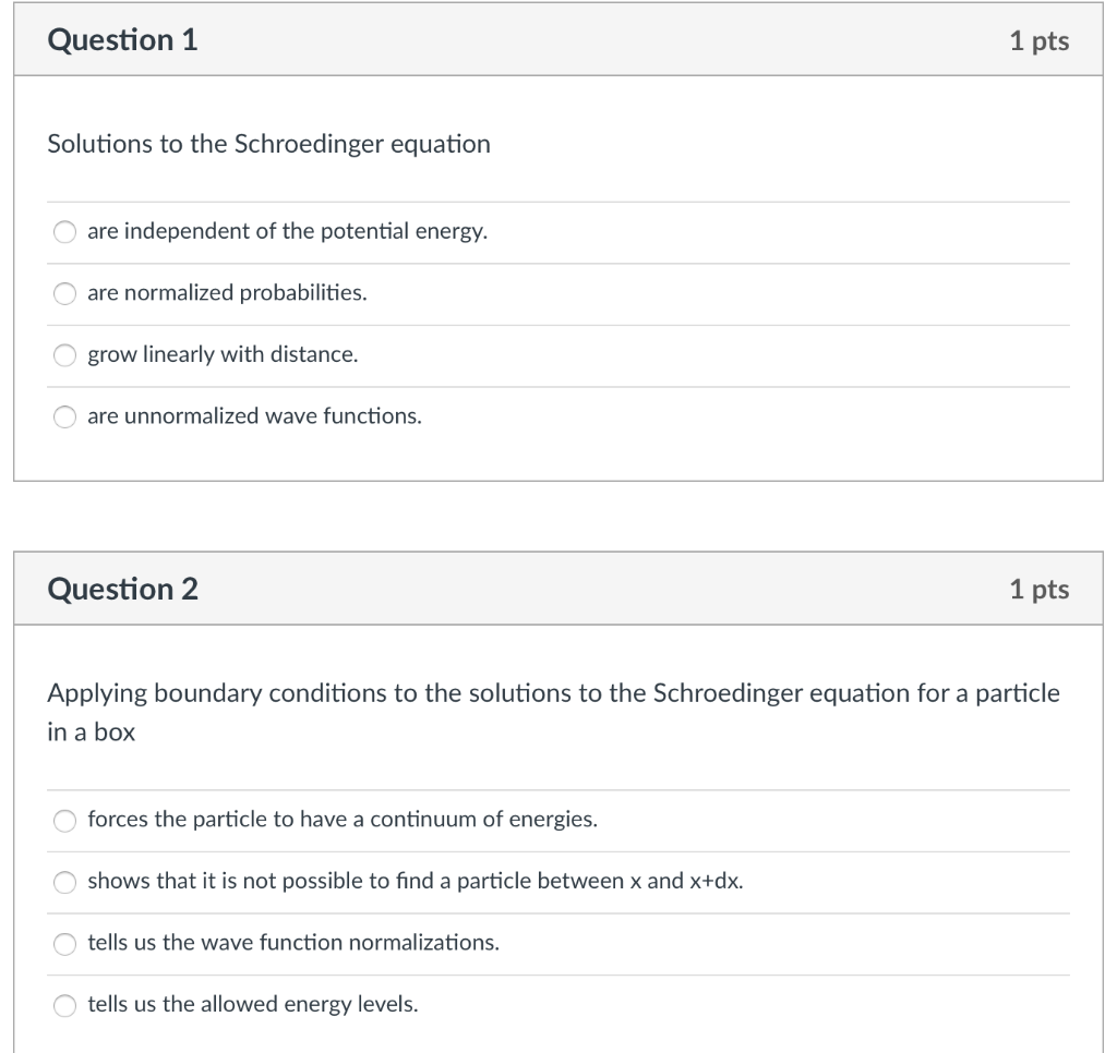 Solved Question 1 1 Pts Solutions To The Schroedinger Chegg Solved Question 1 1 Pts Solutions To The Schroedinger Chegg