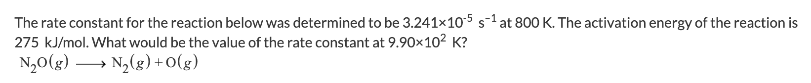 Solved The rate constant for the reaction below was | Chegg.com