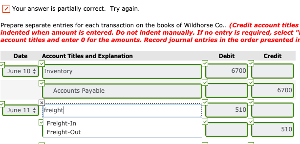 Solved On June 10, Wildhorse Co. purchased $6,700 of | Chegg.com
