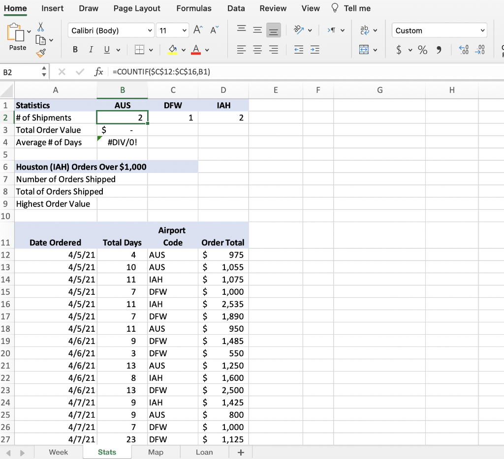 Solved 6 The Stats worksheet contains similar data. Now you | Chegg.com