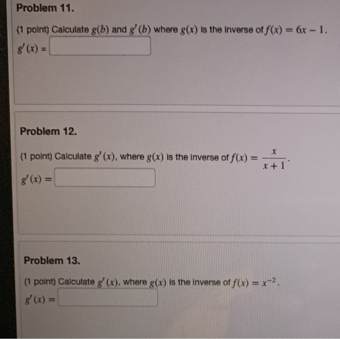 Solved Problem 9. (1 point) Given the following functions: | Chegg.com