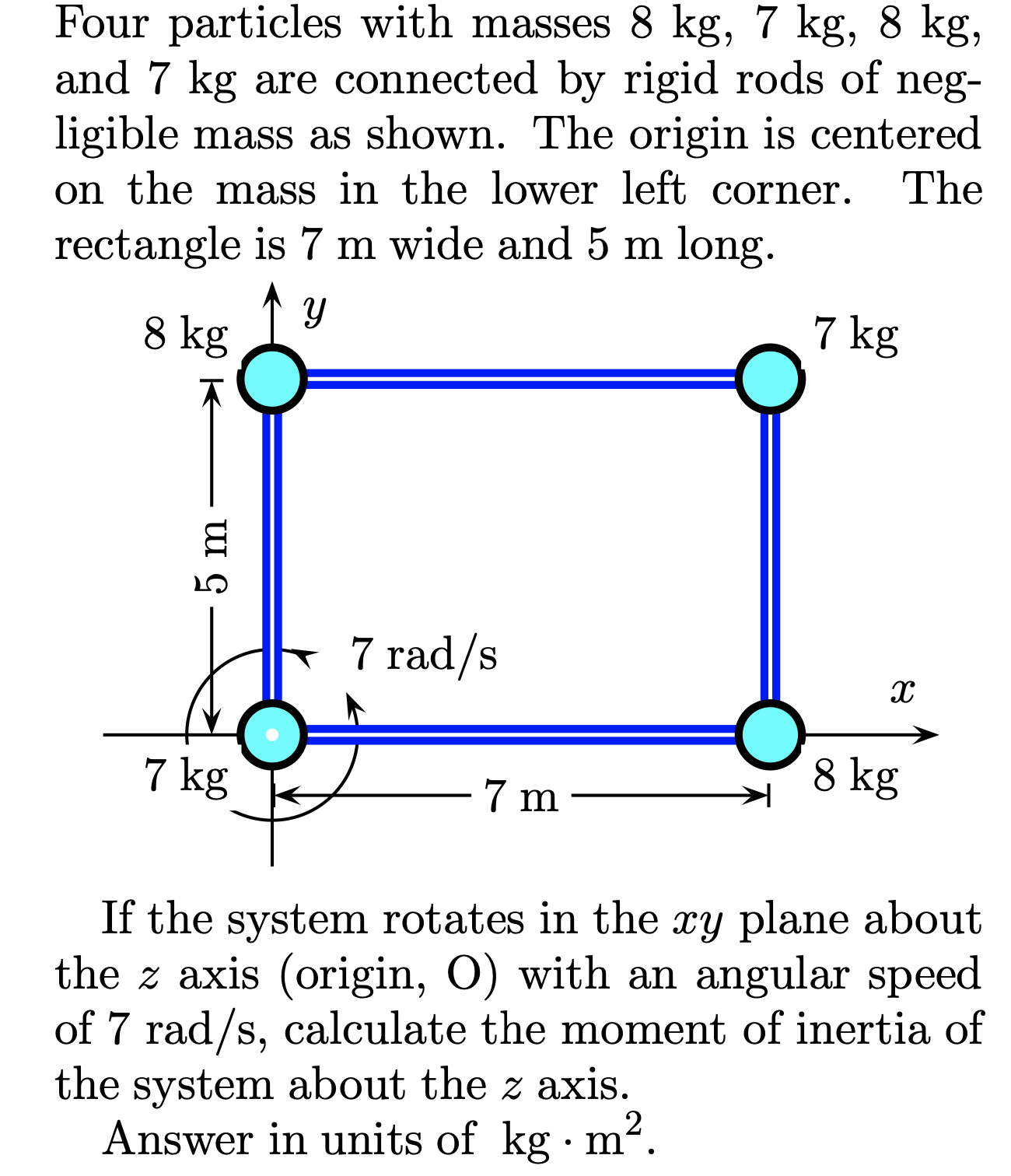 Solved Four Particles With Masses 8 Kg,7 Kg,8 Kg, And 7 Kg | Chegg.com