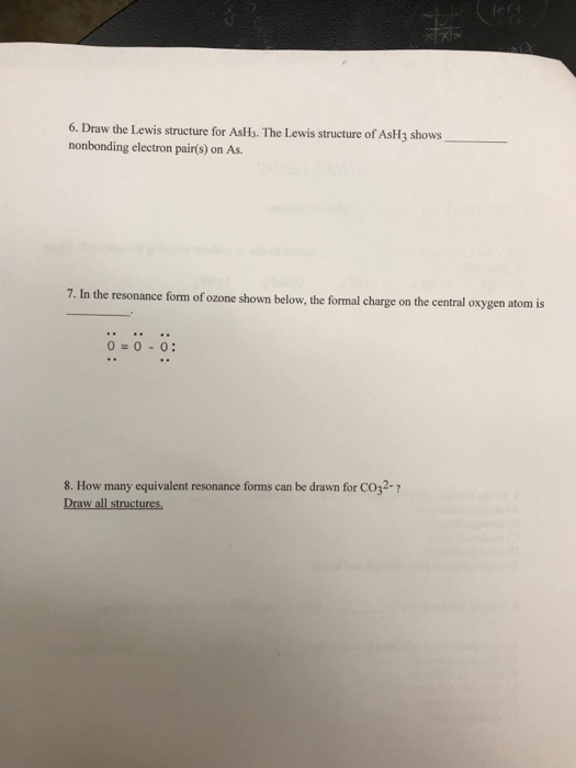 Solved 6 Draw The Lewis Structure For AsHs The Lewis Chegg