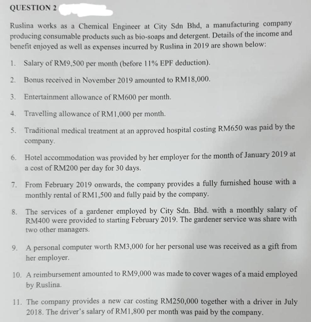 Solved Based On Malaysia Taxation System Law Based On Mal Chegg Com