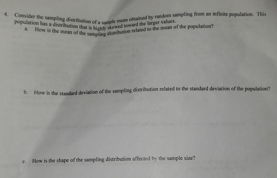 Solved 4. Consider the sampling distribution of a sample ed | Chegg.com