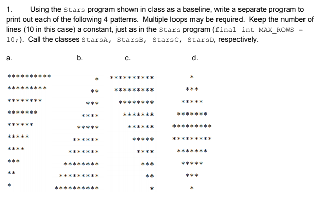 Solved The Stars Program is as Follows: public class | Chegg.com