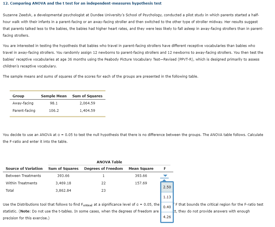 Solved Numerator Degrees of Freedom =26 Denominator Degrees | Chegg.com image.