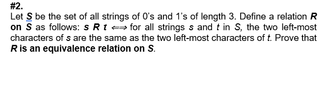 Solved #2. Let S be the set of all strings of O's and 1's of | Chegg.com