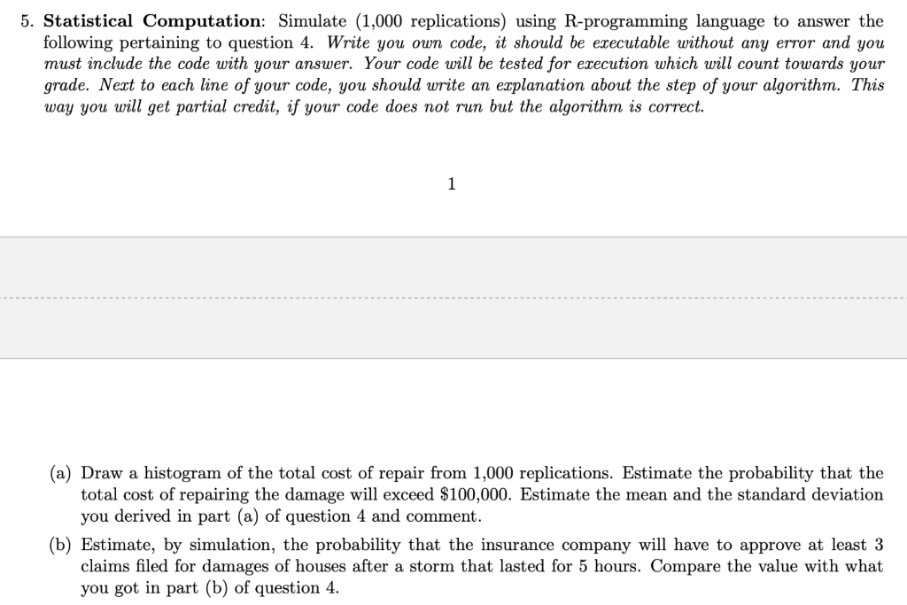 5. Statistical Computation: Simulate (1,000 | Chegg.com