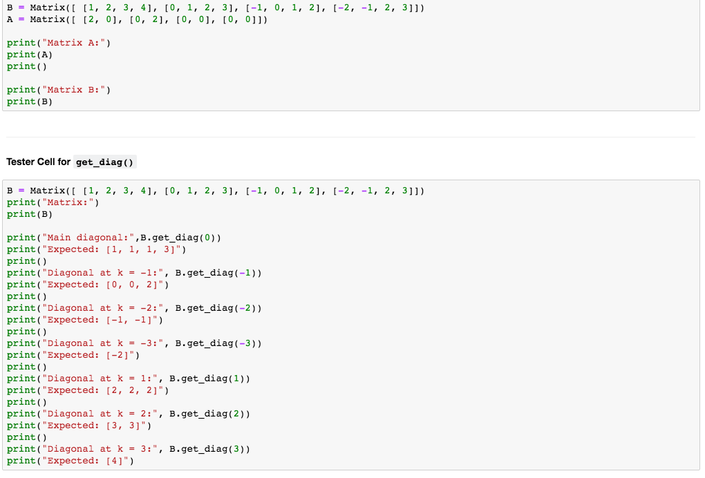 Problem 1. Implement a class Matrix that creates | Chegg.com