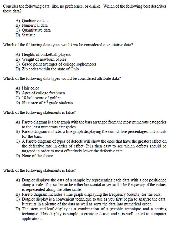 Solved Consider the following data: like, no preference, or | Chegg.com