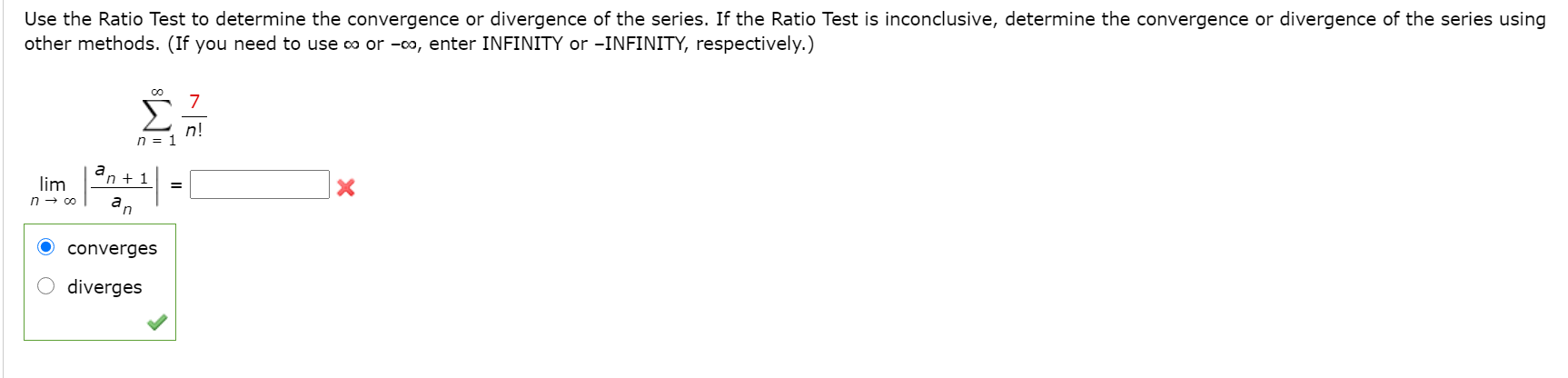 Solved Use the Ratio Test to determine the convergence or | Chegg.com