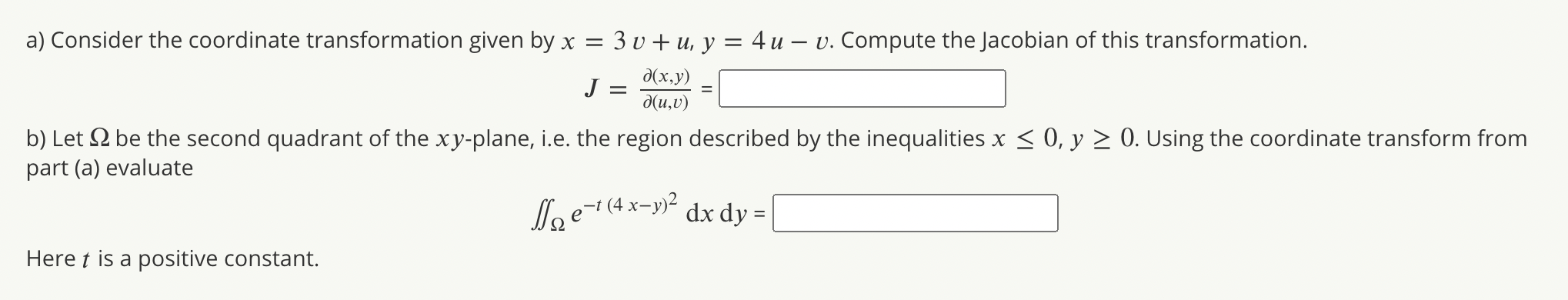 Solved a) Consider the coordinate transformation given by x | Chegg.com