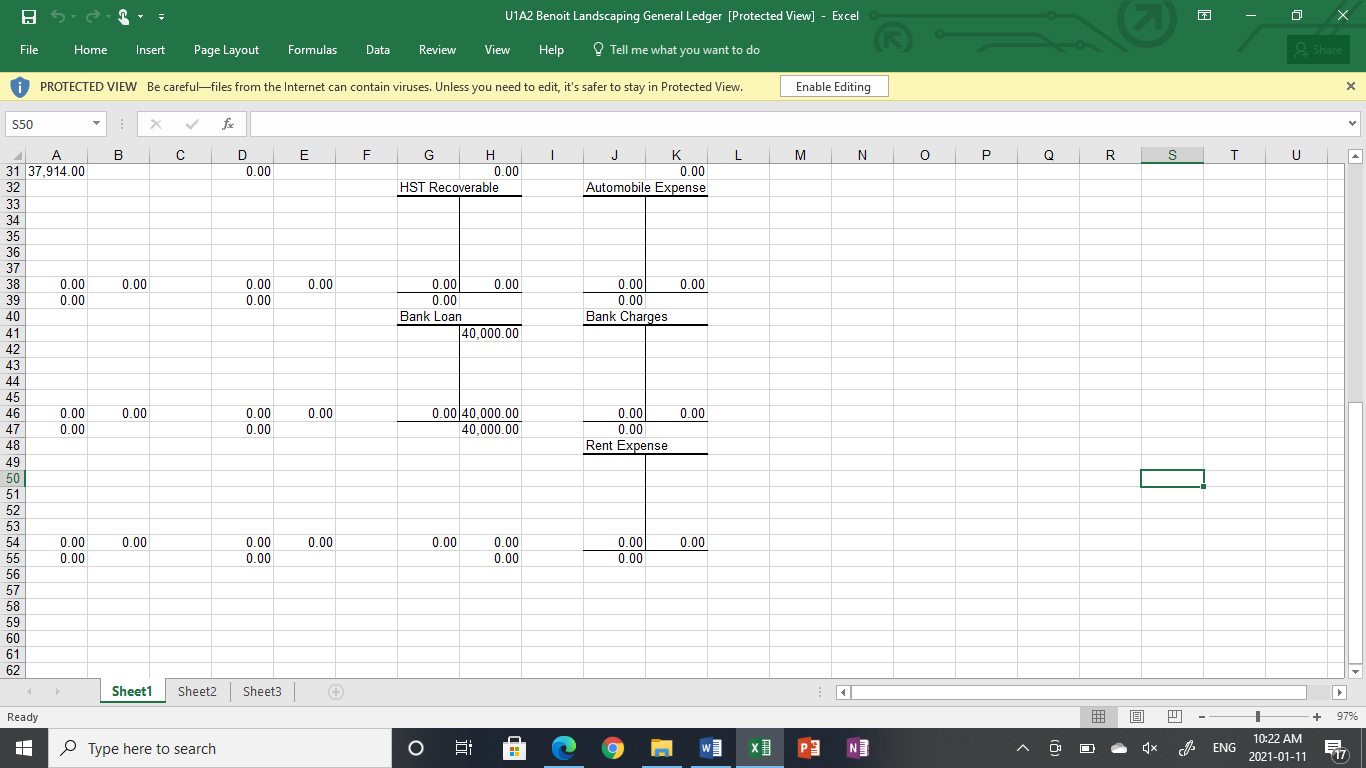 Solved U1A2Benoit Landscaping (Protected View) Word X