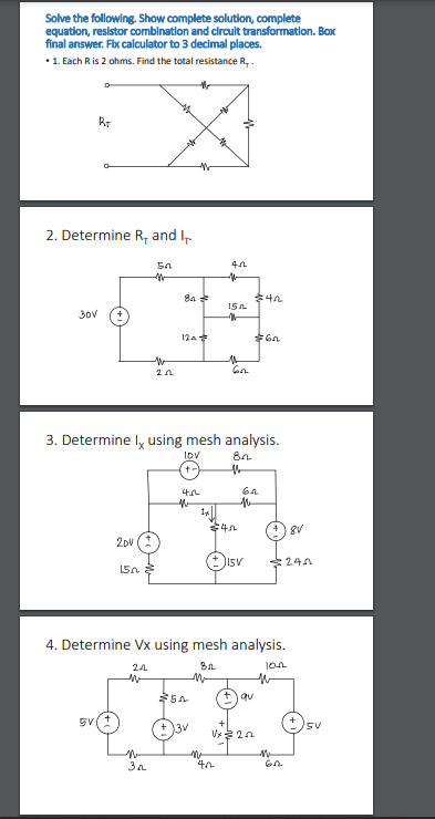 Solved Solve The Following. Show Complete Solution, Complete | Chegg.com