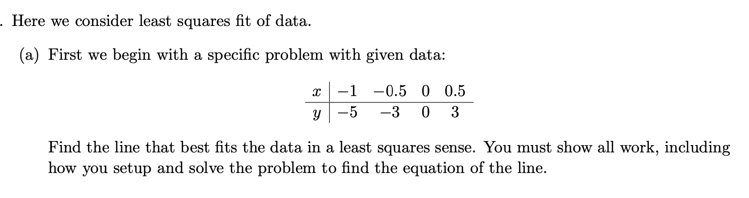 Solved . Here we consider least squares fit of data. (a) | Chegg.com