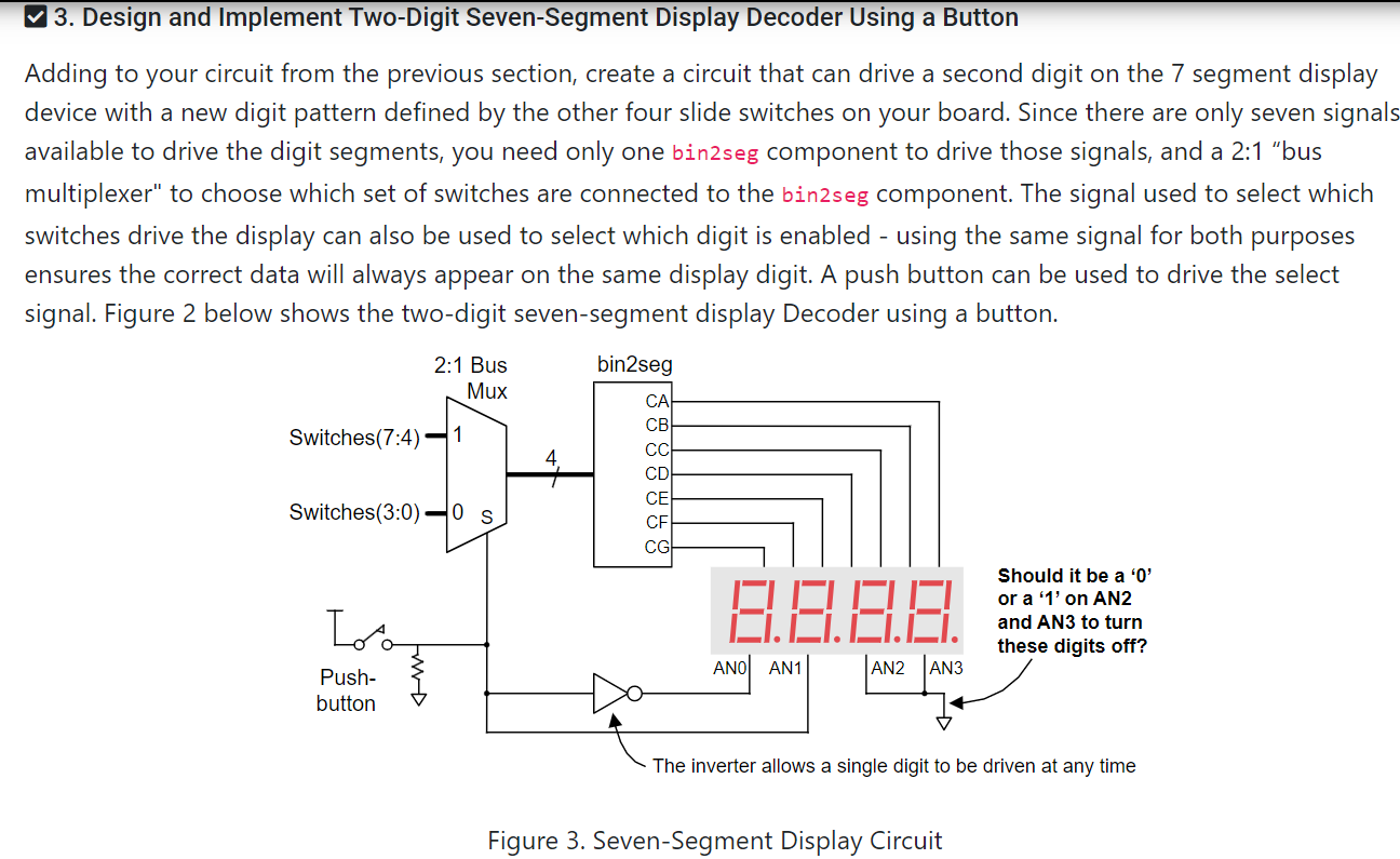 Solved V 3. Design and implement Two-Digit Seven-Segment | Chegg.com