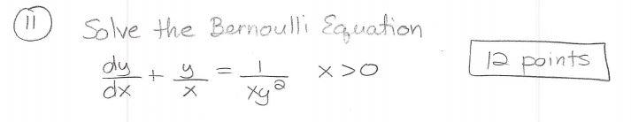 Solved Solve the Bernoulli Equation dy 1 12 points XO dx | Chegg.com