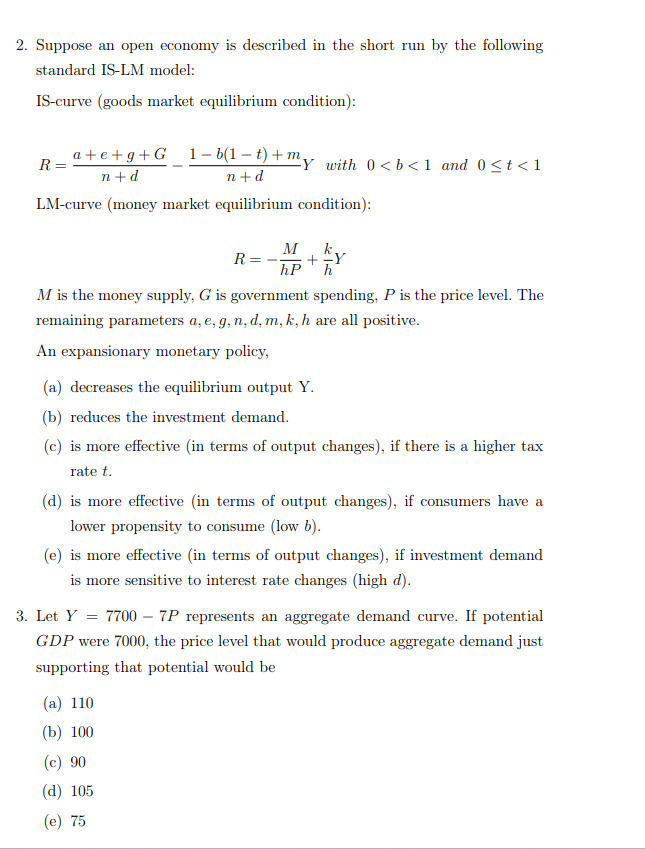 Solved B Macroeconomics Please Highlight The Correct Answer. | Chegg.com