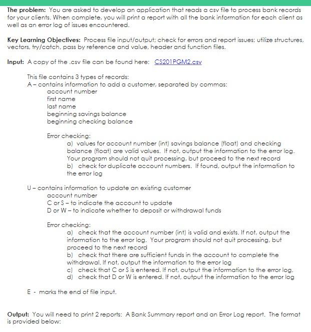 C++. I can't figure out how to format my output file. | Chegg.com