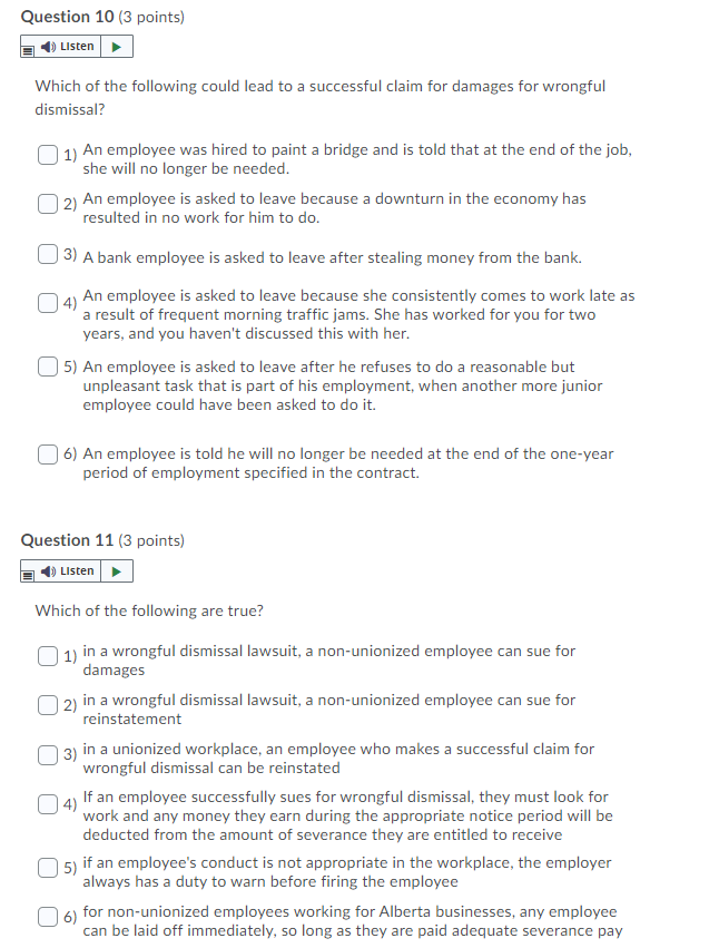 Solved Question 10 (3 points) Listen Which of the following | Chegg.com