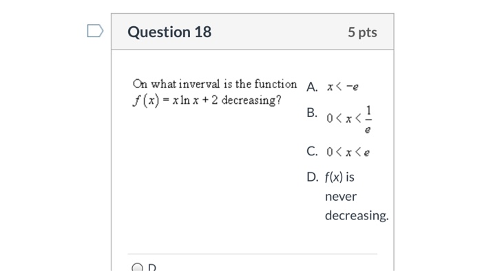 Solved Question 15 5 pts Solve for x A.x In 3 ex -3e 1 -X | Chegg.com