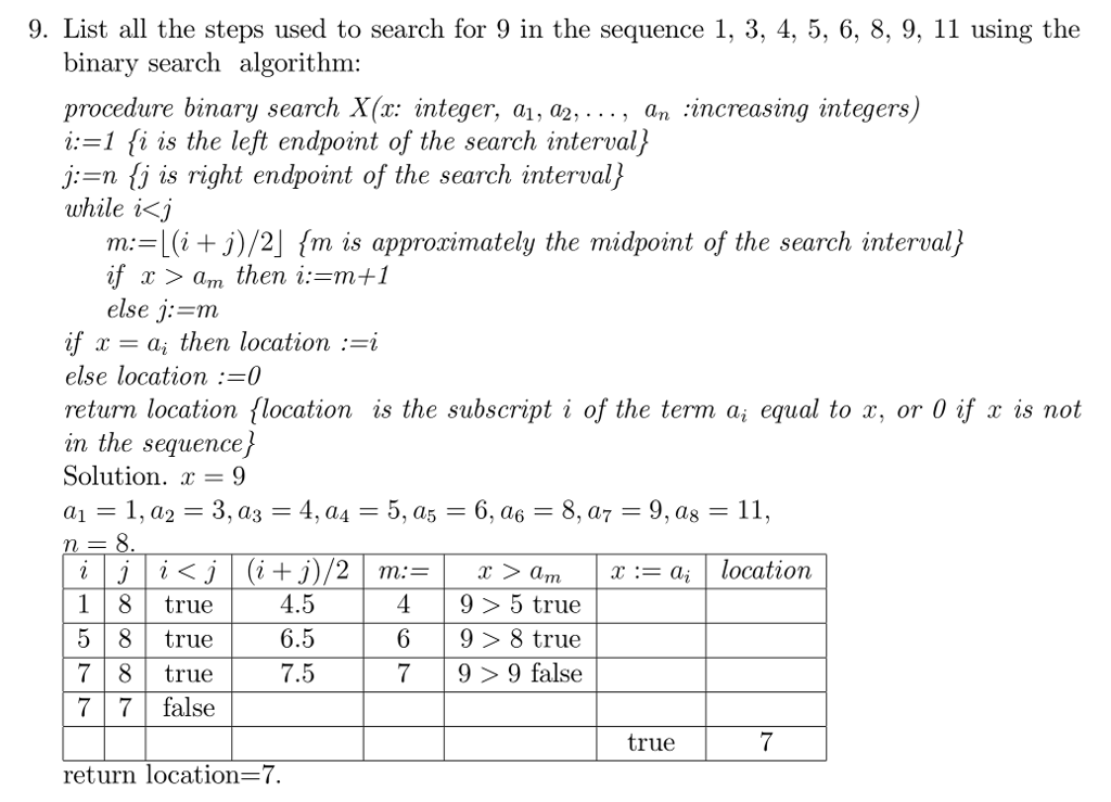 Solved 9. List all the steps used to search for 9 in the | Chegg.com