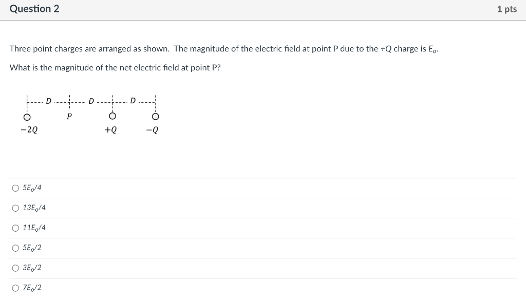 Solved Question 3 1 Pts Three Point Charges Are Arranged Chegg Com