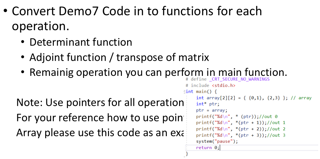 Solved • Convert Demo7 Code in to functions for each | Chegg.com