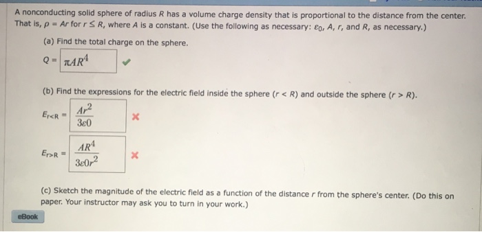 Solved A nonconducting solid sphere of radius R has a volume | Chegg.com