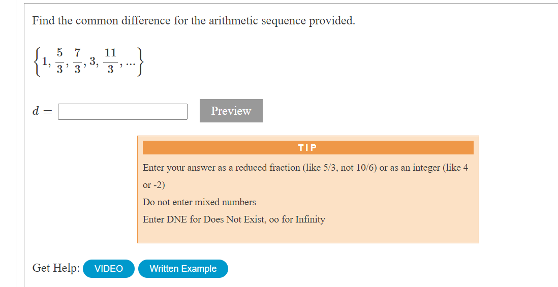 Solved Find the common difference for the arithmetic | Chegg.com