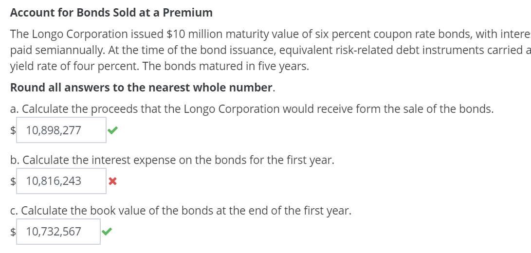 Solved Account for Bonds Sold at a Premium The Longo | Chegg.com