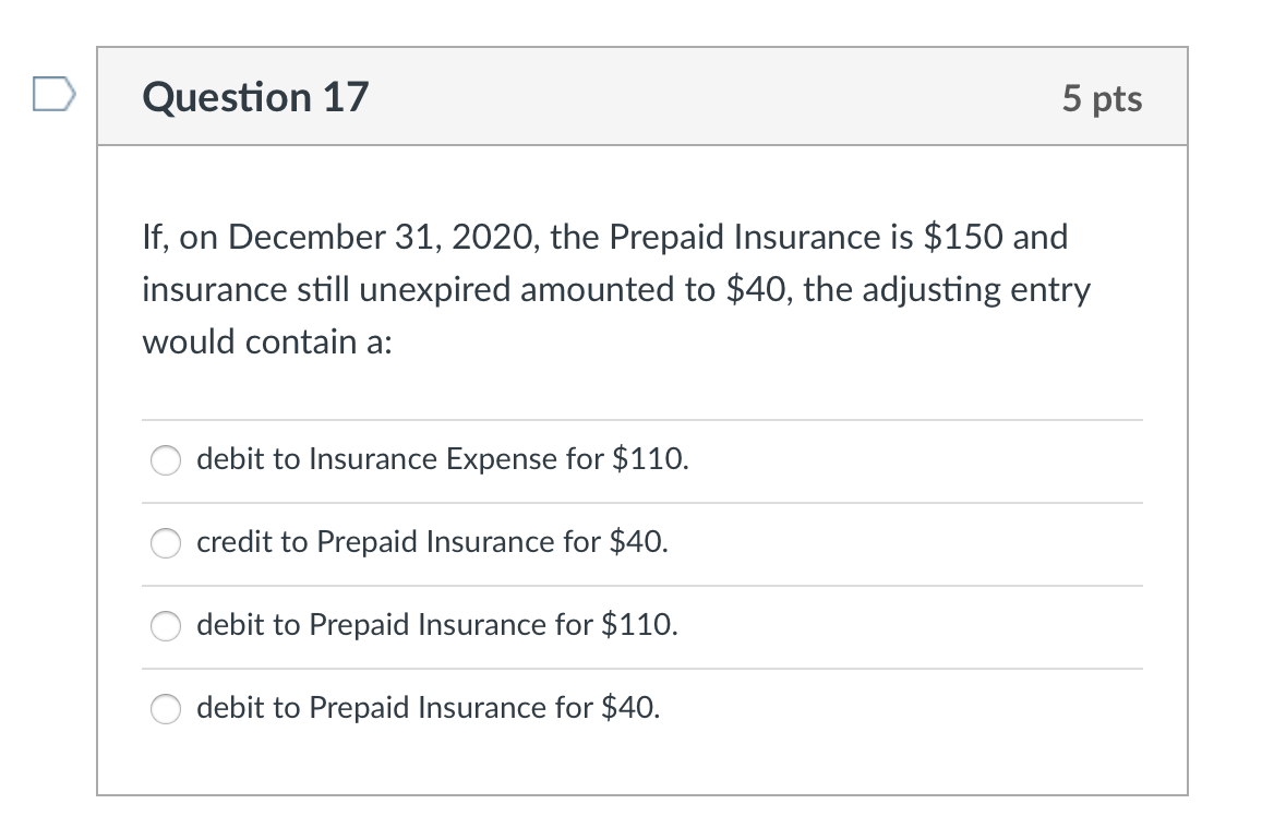 Solved Question 17 5 pts If, on December 31, 2020, the | Chegg.com