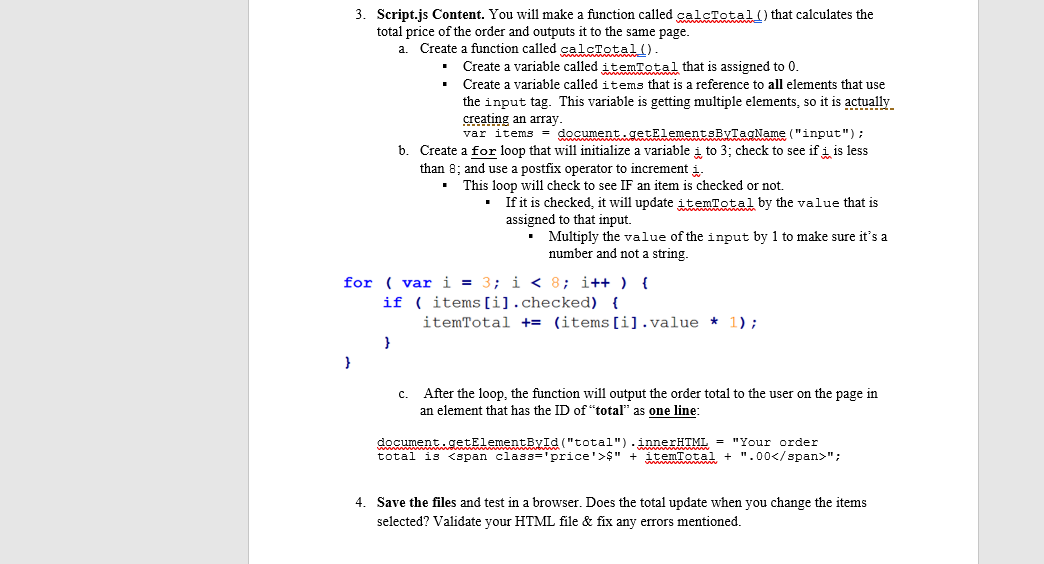 Solved . 3. Script.js Content. You will make a function | Chegg.com