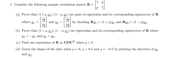 1 1. Consider the following sample correlation matrix | Chegg.com