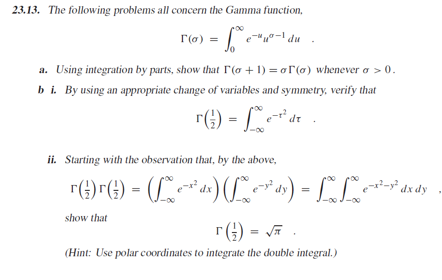 Solved 23.13. The following problems all concern the Gamma | Chegg.com