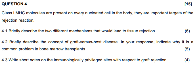 Solved Class I MHC Molecules Are Present On Every Nucleated | Chegg.com