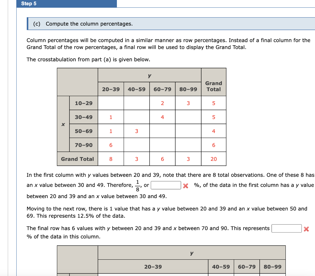 Solved Step 5 c Compute the column percentages. Column Chegg