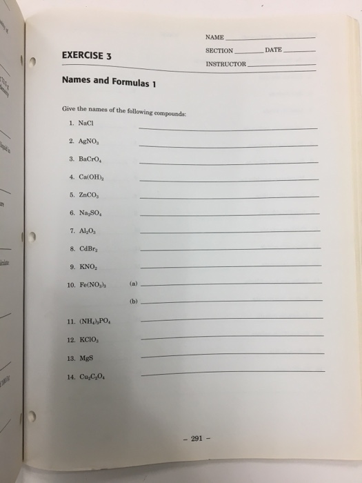 Solved NAME SECTION INSTRUCTOR DATE EXERCISE 3 Names and | Chegg.com