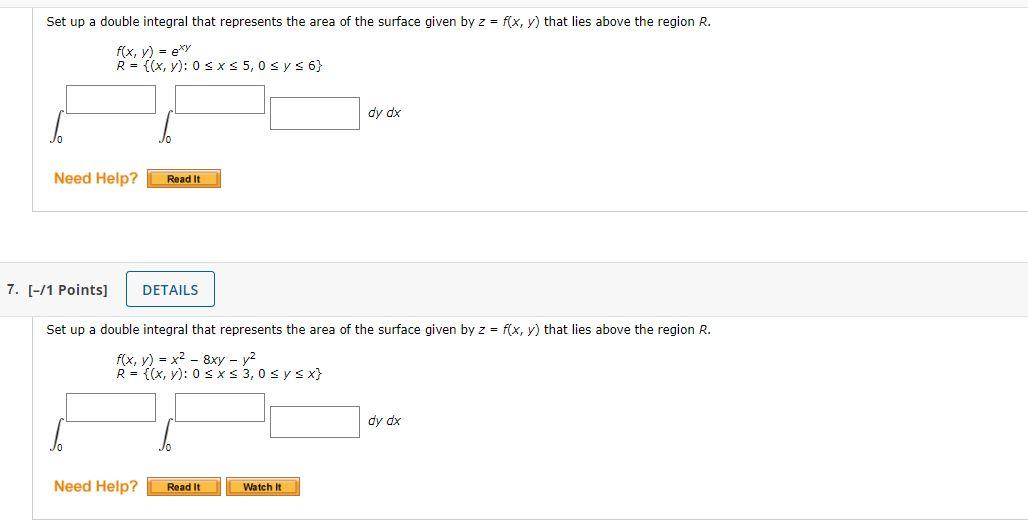 Solved Set Up A Double Integral That Represents The Area Of