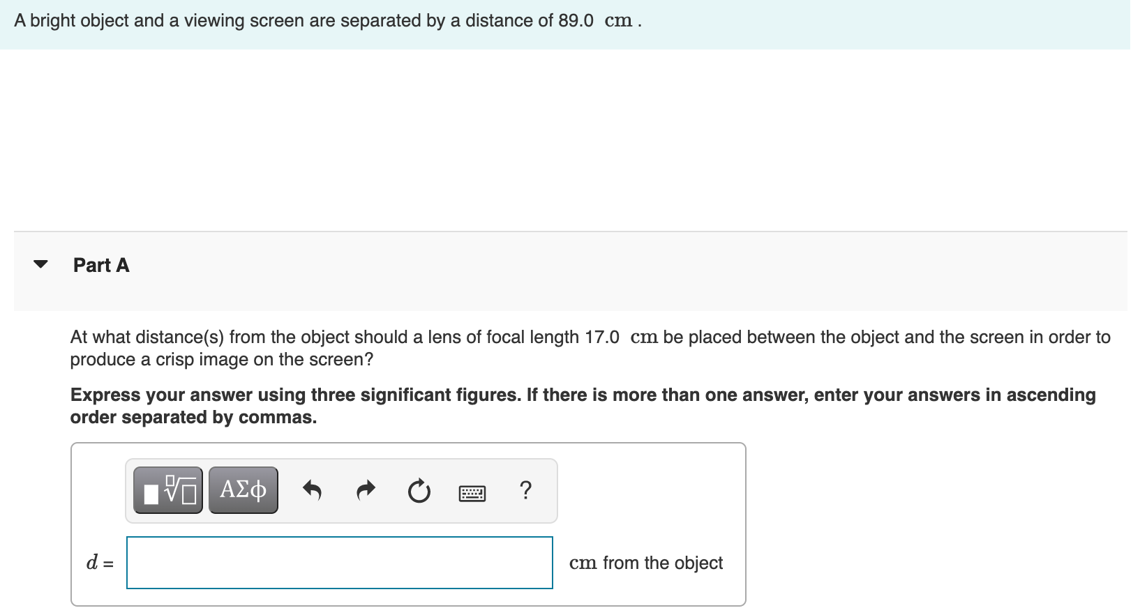 Solved A bright object and a viewing screen are separated by | Chegg.com