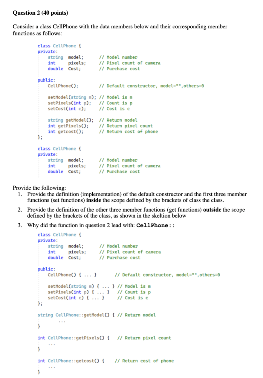 Question 1 (40 points) The following is a | Chegg.com