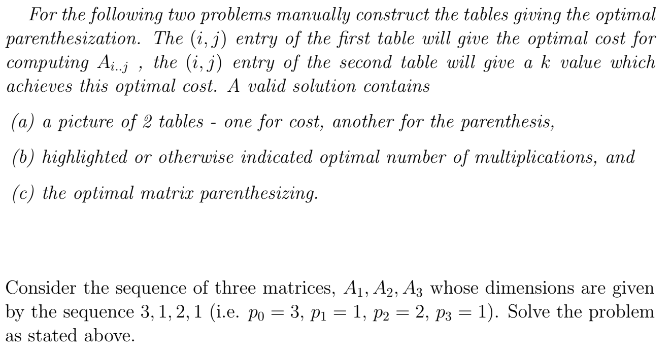Solved For the following two problems manually construct the | Chegg.com